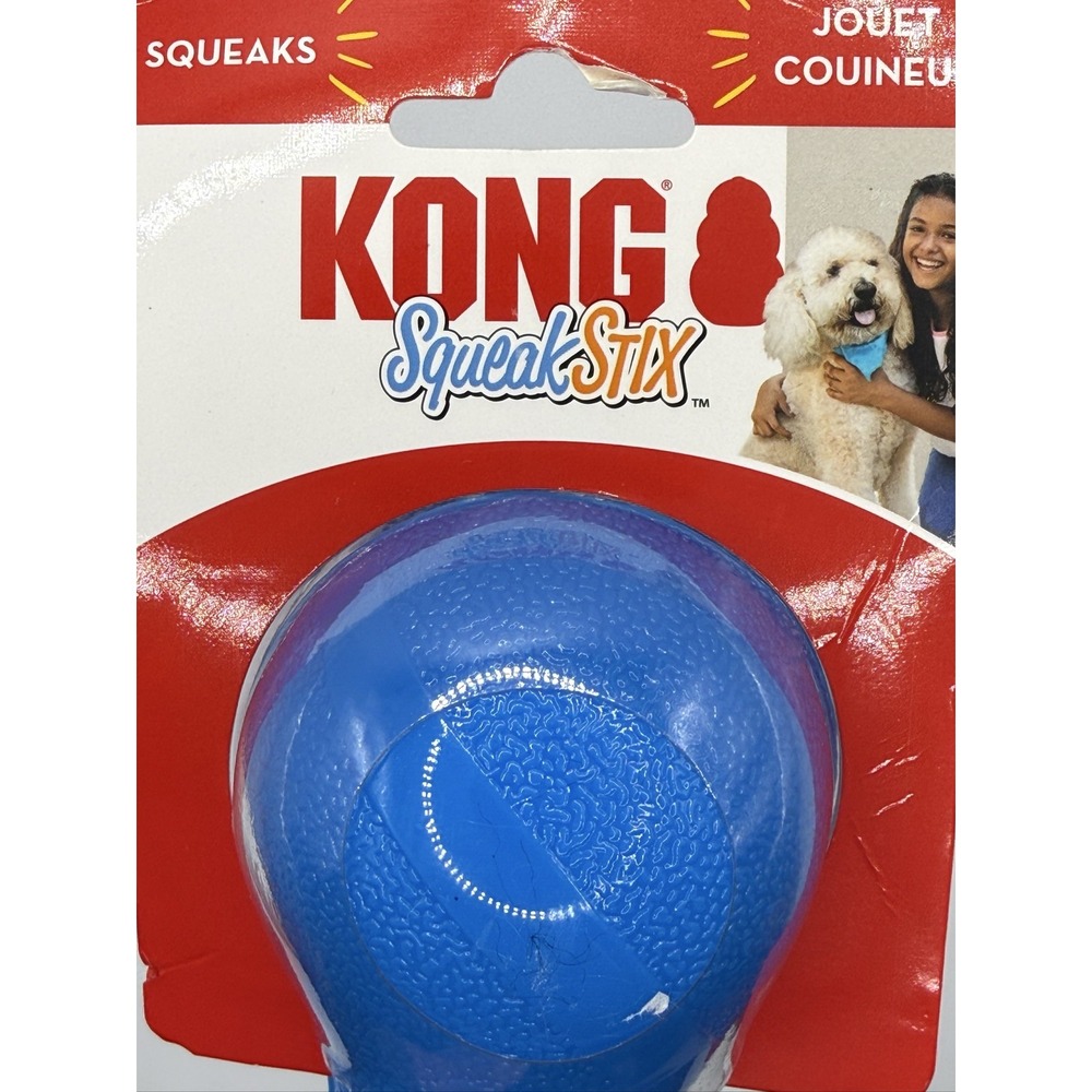 KONG SqueakStix Dog Toy PSX2 Medium Blue Durable Squeaky Rubber